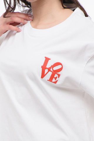 T-shirt Girocollo Oversize con Ricamo Love