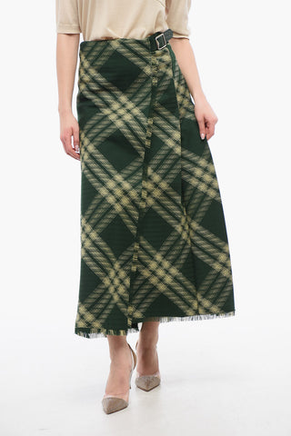 Wool Wrap Skirt with Fringed Hem