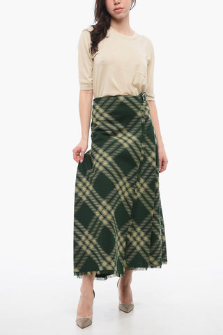 Wool Wrap Skirt with Fringed Hem