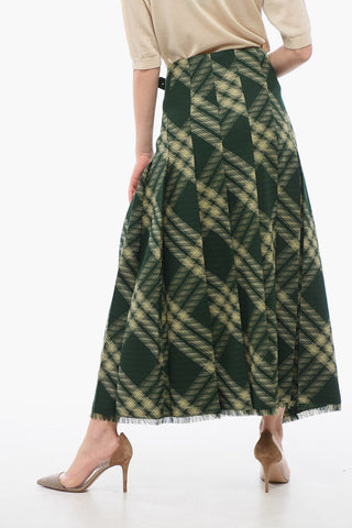Wool Wrap Skirt with Fringed Hem