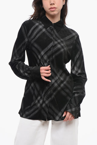 Camicia Lunga in Flanella con Fantasia a Quadri