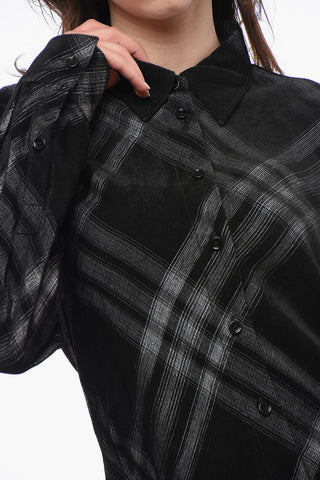 Camicia Lunga in Flanella con Fantasia a Quadri