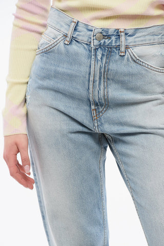 Jeans a Gamba Dritta Effetto Distressed 23cm