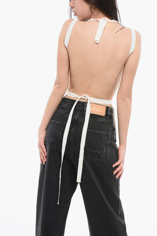 MM6 Bare Back Knitted Top with Fringed Hem