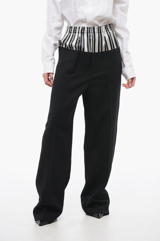 Wool Crepe Trousers with Stripe Detail