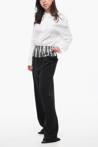 Wool Crepe Trousers with Stripe Detail