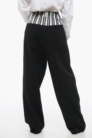 Wool Crepe Trousers with Stripe Detail