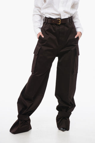 High-waisted Cargo Pants with Leather Belt