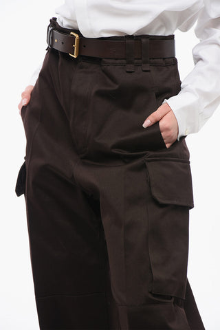 High-waisted Cargo Pants with Leather Belt