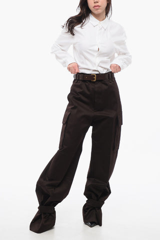 High-waisted Cargo Pants with Leather Belt