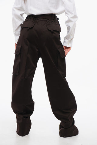 High-waisted Cargo Pants with Leather Belt