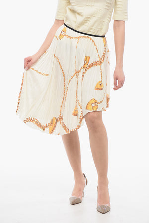 Asymmetric Pleated Skirt With Golden Pattern