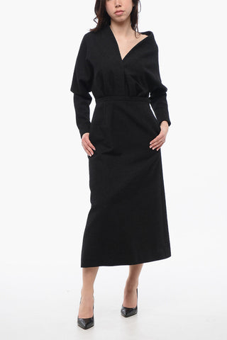 Abito Off-Shoulder in Misto Lana