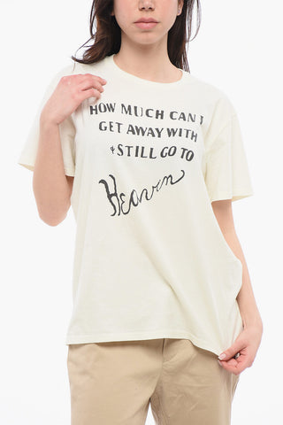 Solid Color Crewneck T-Shirt with Contrasting Print