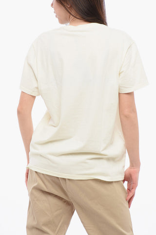 Solid Color Crewneck T-Shirt with Contrasting Print