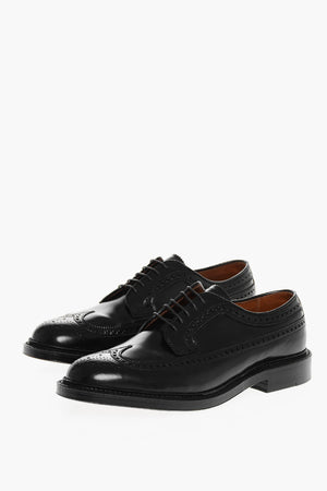Suede Derby Shoes With Brogues Details