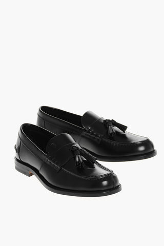 Brushed Leather Loafers With Tassels