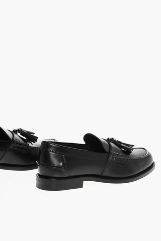 Brushed Leather Loafers With Tassels
