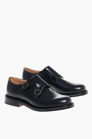 Brushed Leather Monk Strap Loafers