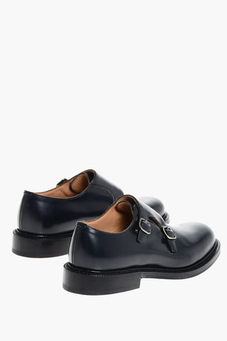 Brushed Leather Monk Strap Loafers
