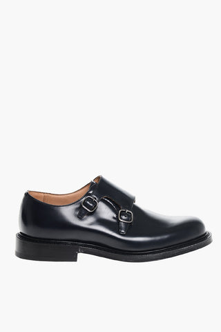 Brushed Leather Monk Strap Loafers