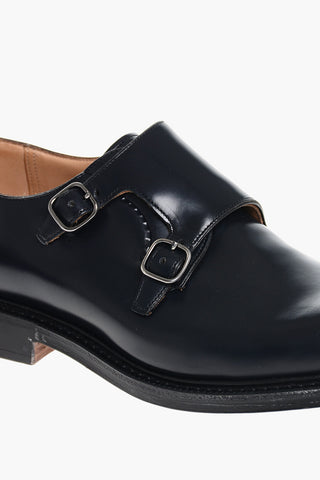 Brushed Leather Monk Strap Loafers