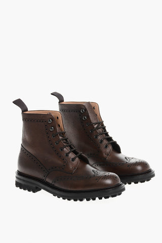 Hammered Leather FARLANE Boots With Brogues Details