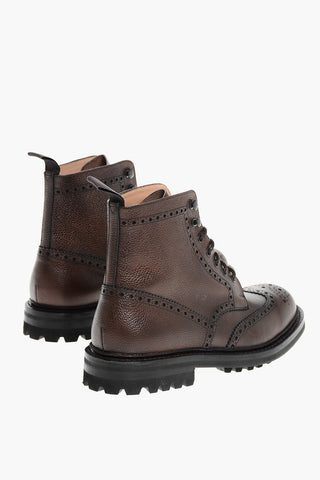Hammered Leather FARLANE Boots With Brogues Details