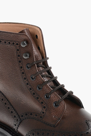 Hammered Leather FARLANE Boots With Brogues Details