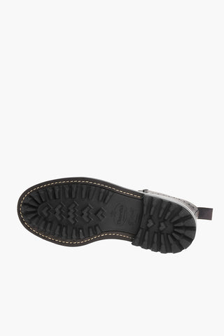 Hammered Leather FARLANE Boots With Brogues Details
