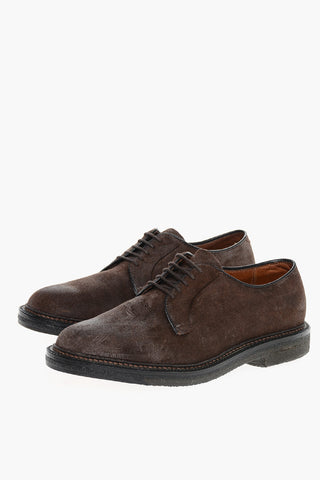 Scarpe Derby In Suede Effetto Vintage