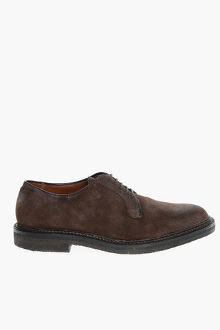 Scarpe Derby In Suede Effetto Vintage