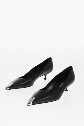 Kitten Heel Pumps with Metallic Toe 3cm