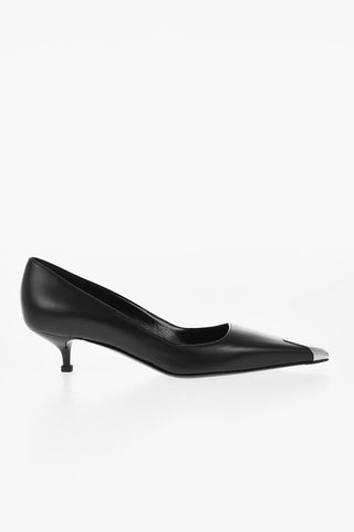 Kitten Heel Pumps with Metallic Toe 3cm