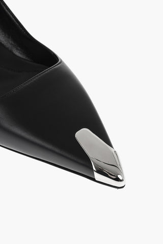 Kitten Heel Pumps with Metallic Toe 3cm
