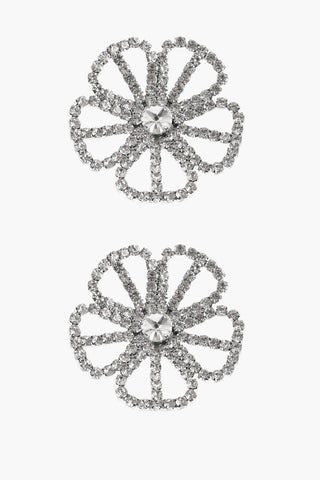 Rhinestone Embellished Floral Design Earrings