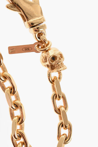 Golden Effect Silver Bracelet with Skull Detail