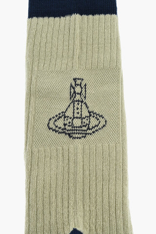 Two-Tone Long Socks with Ribb Details