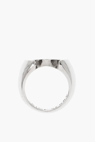 Anello in Ottone Effetto Argentato con Logo