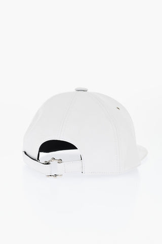 Solid Color Leather Cap with Metal Detail