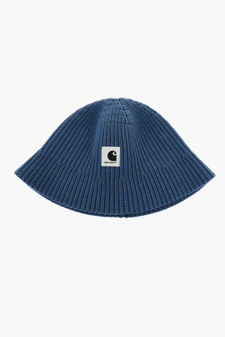 Solid Color Knitted PALOMA Bucket Hat with Contrasting Logo Patch