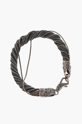 Bracciale a Doppia Catena in Argento Brunito
