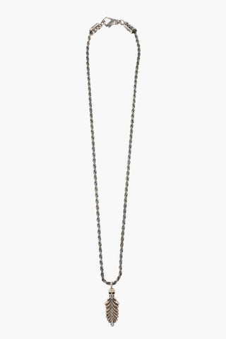 Silver Necklace with Plume&Skull Pendant