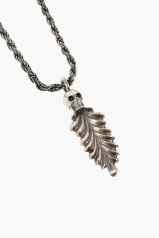 Silver Necklace with Plume&Skull Pendant