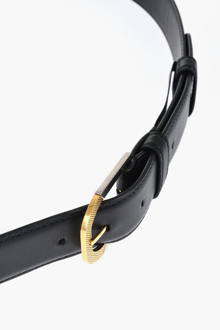 Leather Belt with Two-Tone Buckle 35mm