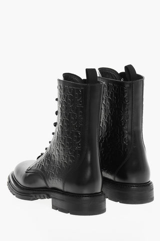 Anfibi in Pelle con Monogram In Rilievo All Over 