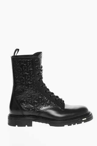 Anfibi in Pelle con Monogram In Rilievo All Over 