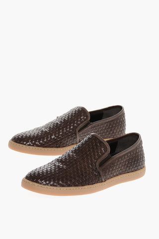 ID Sneakers Slip On In Pelle Intrecciata