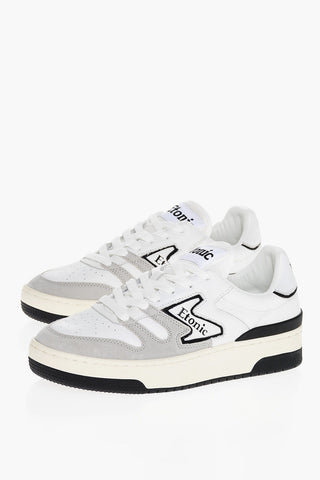 Leather Low Top Sneakers with Suede Details