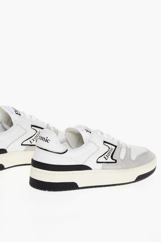 Leather Low Top Sneakers with Suede Details